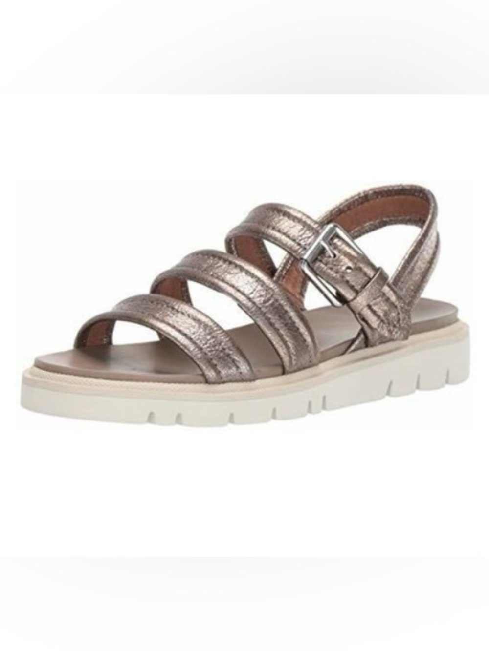 Frye Women's Mila Metallic Strappy Flat Slingback Sandal Sz 8.5M Soft Leather